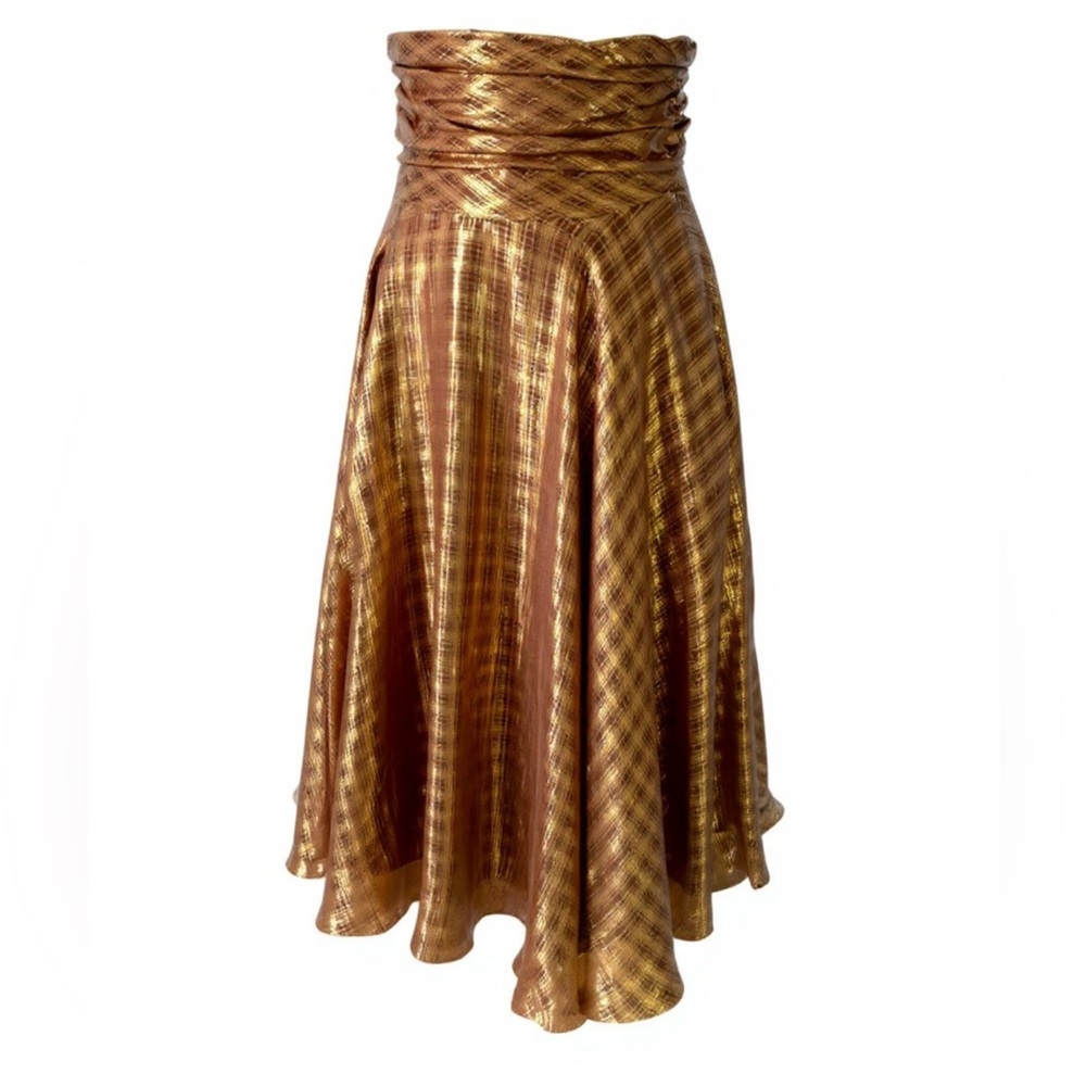 Bronze chiffon circle skirt w/wide waistband
